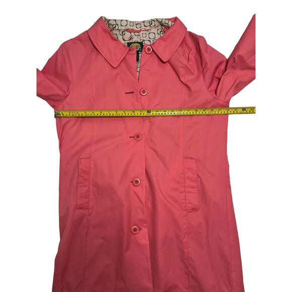 Cabelas Mid Length Rain Jacket Size Large Pink Button Front Pockets - Picture 3 of 8